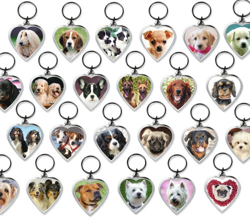 Dog keyrings heart shape - -,