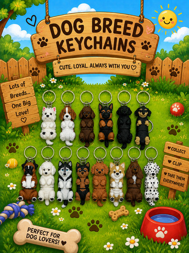 Articulated dog breed keychain - articulated,